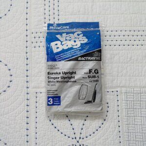 Vac Bags, Eureka F G, Singer SUB-1, Disposable Vacuum Cleaner Bags, 3 bags